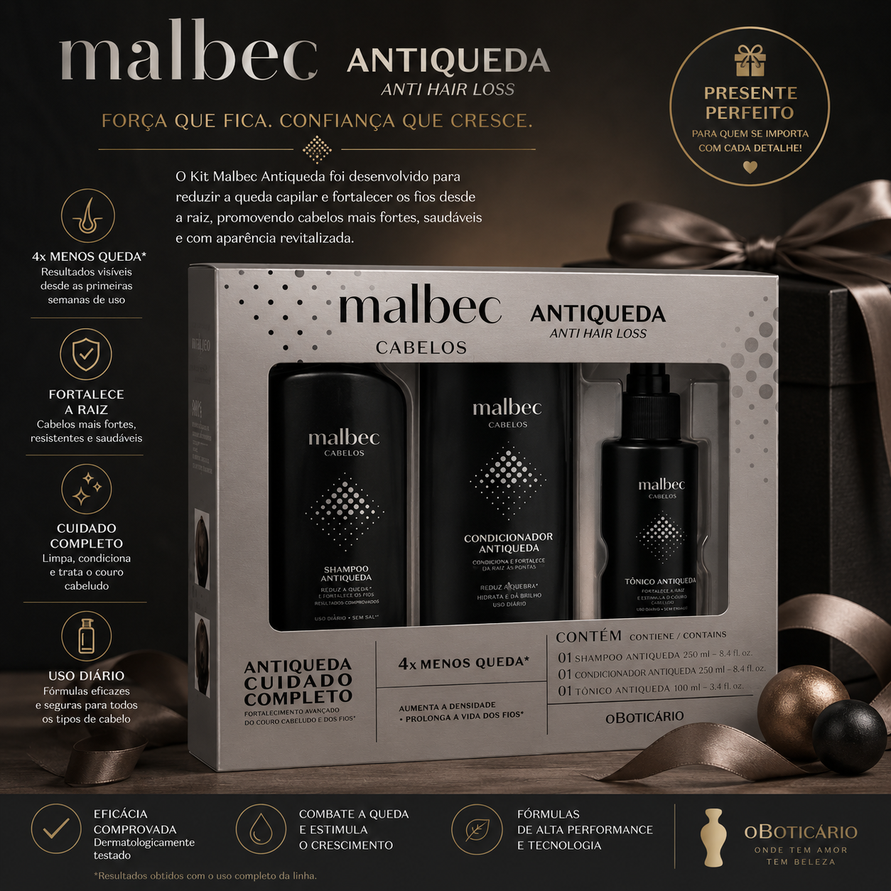 Kit Presente Malbec Cuidados Antiqueda